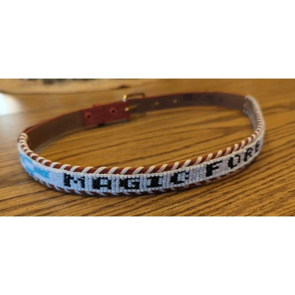 NOS Magic Forest Lake George NY Novelty Beaded Leather Belt Kids Youth Adult 26